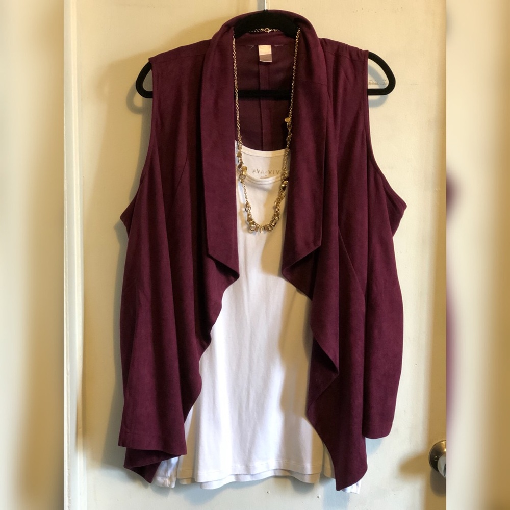 Deep Violet Sleeveless Cardigan
